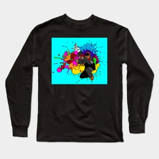 Colorful Paintball Motif Long Sleeve T-Shirt